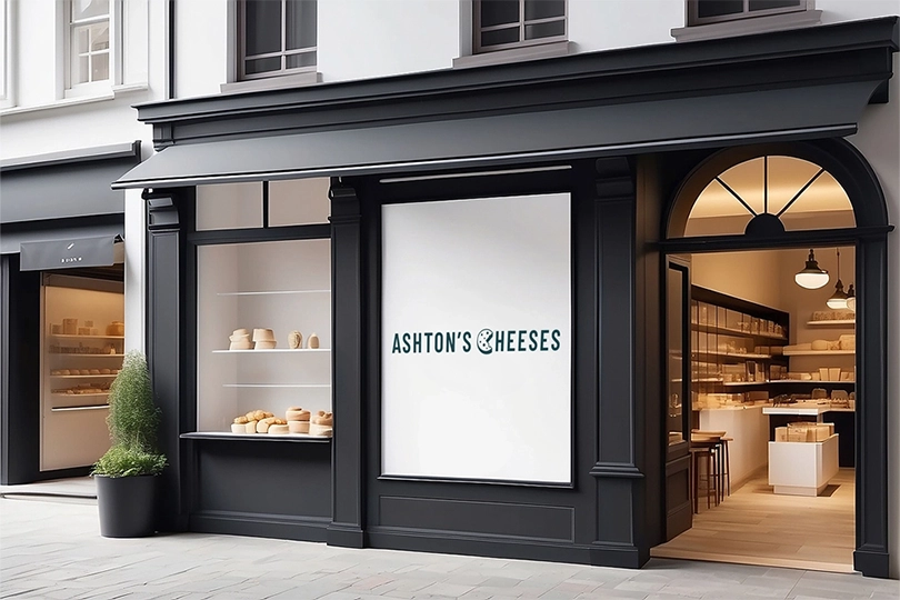 Outside view of Ashton's cheese shop